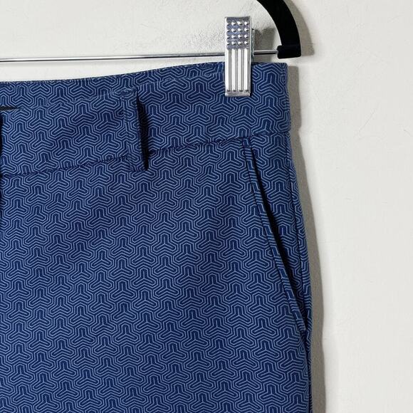 Hilary Radley Womens Cropped Dress Pants 6 Blue Geometric Print Slim Leg Stretch - Picture 2 of 7